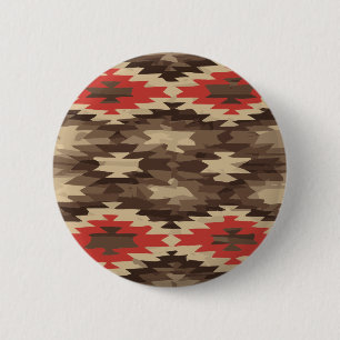 Brown/Terra Cotta Navajo Pattern 2 Inch Round Button