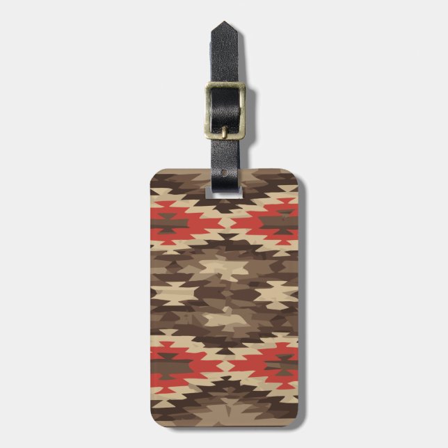 Brown/Terra Cotta Pattern Luggage Tag (Front Vertical)