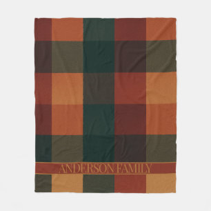 Brown Terracotta Buffalo Plaid Chequered Fleece Blanket