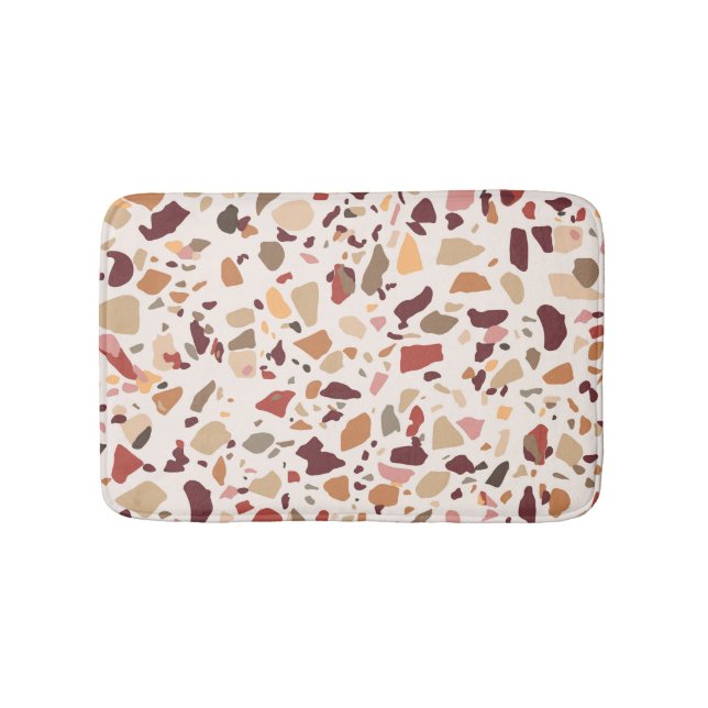 Brown terrazzo: vintage, trendy pattern. bath mat (Front)