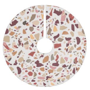 Brown terrazzo: vintage, trendy pattern. brushed polyester tree skirt