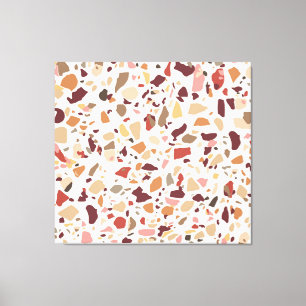 Brown terrazzo: vintage, trendy pattern. canvas print