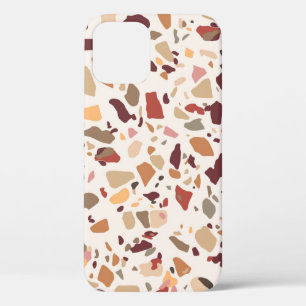 Brown terrazzo: vintage, trendy pattern. iPhone 12 case