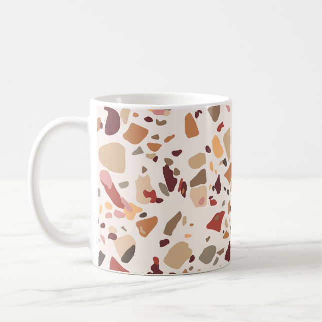 Brown terrazzo: vintage, trendy pattern. coffee mug (Left)