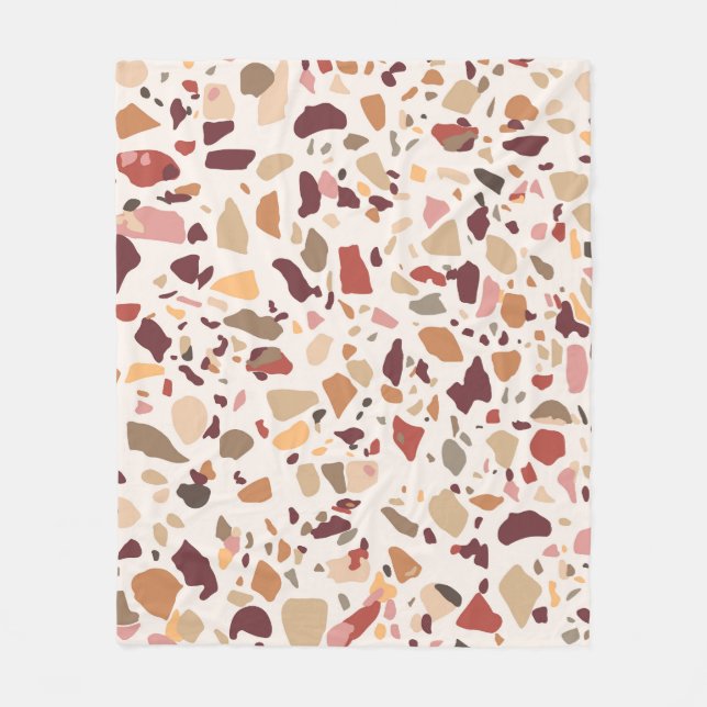Brown terrazzo: vintage, trendy pattern. fleece blanket (Front)