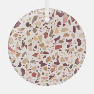Brown terrazzo: vintage, trendy pattern. glass ornament