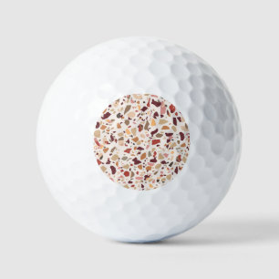 Brown terrazzo: vintage, trendy pattern. golf balls