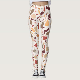 Brown terrazzo: vintage, trendy pattern. leggings