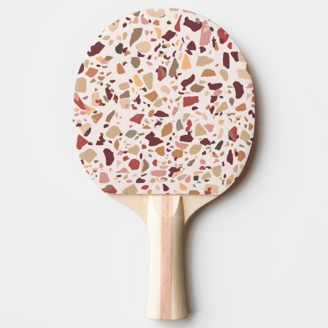 Brown terrazzo: vintage, trendy pattern. ping pong paddle (Front)