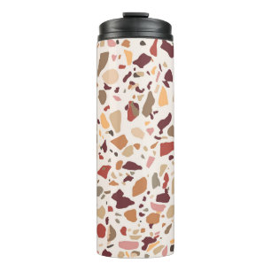 Brown terrazzo: vintage, trendy pattern. thermal tumbler