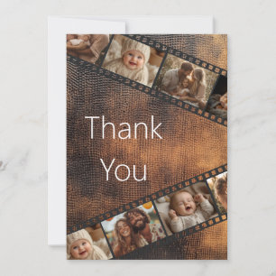 Brown Texture Film Strip Photo Thank You Card