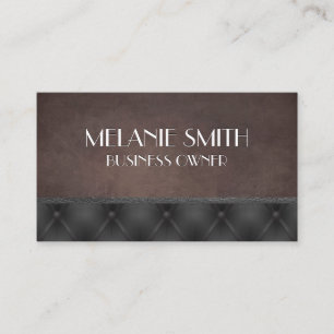 Brown Texture Leather Trim Upholstered Business Card