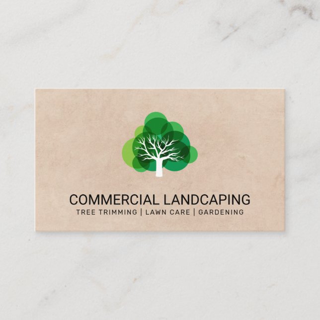 Brown Texture | Tree | Gardening | Landscaping Business Card (Front)