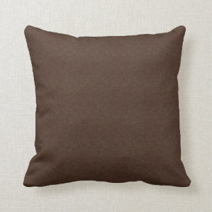 Brown Textured Leather Throw Pillow