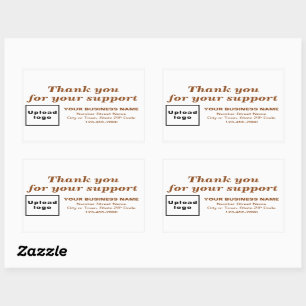 Brown Thank You For Your Support on White Sticker