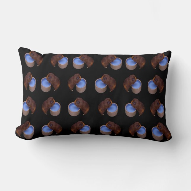 Brown Thirsty Guinea Pigs Pattern, Lumbar Pillow (Front)