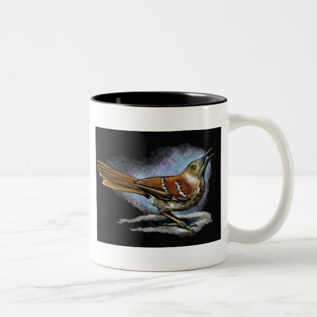 BROWN THRASHER in Colour Pencil: Art Two-Tone Coffee Mug (Right)