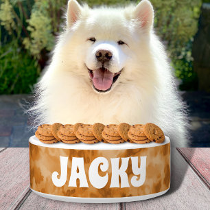 Brown Tie Dye Personalized Dog or Cat Name Bowl