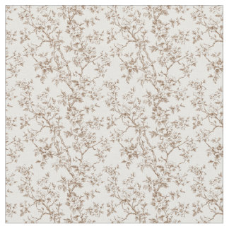 Brown Toile with Blossoms and Branches Fabric