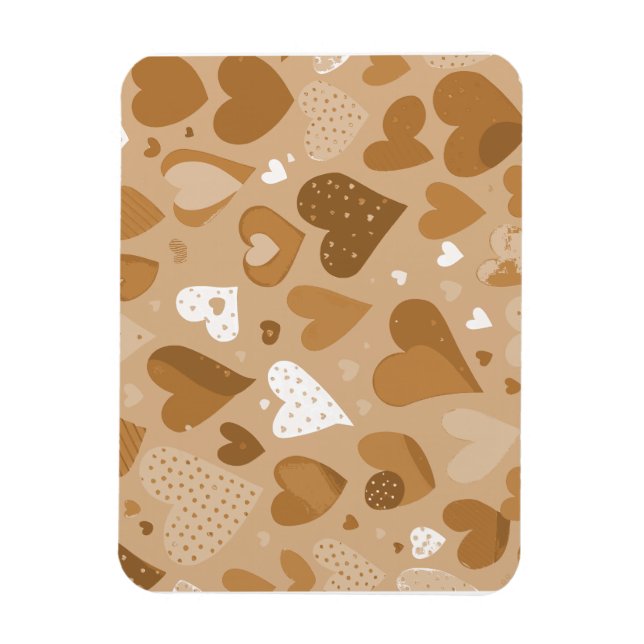 Brown-toned hearts pattern. magnet (Vertical)