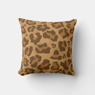 Brown tones leopard animal print pattern throw pillow