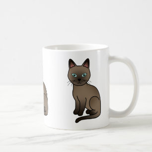 Brown Tonkinese Cat Cute Cartoon Illustration Coffee Mug