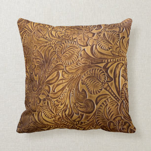 Brown Tool Leather Throw Pillow