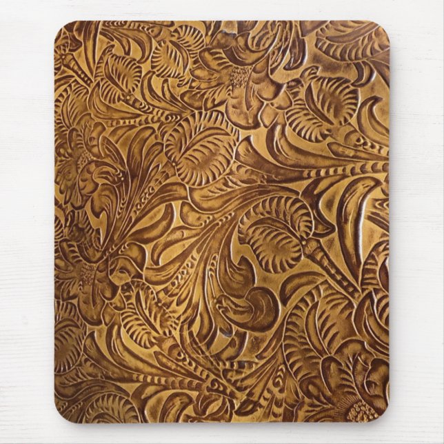 Brown Tooled Faux Leather  File Folder Mouse Pad (Front)