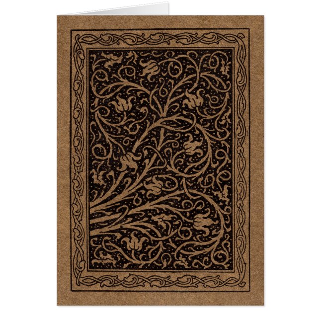 Brown Tooled Leather Art Nouveau Floral (Front)
