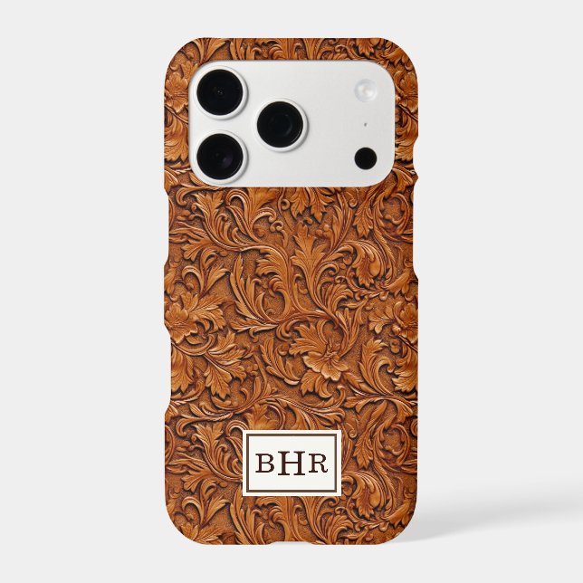 Brown Tooled Leather Monogrammed (Back)