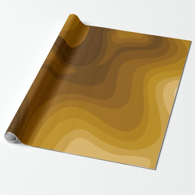Brown Topographic Map Wrapping Wrapping Paper (Unrolled)