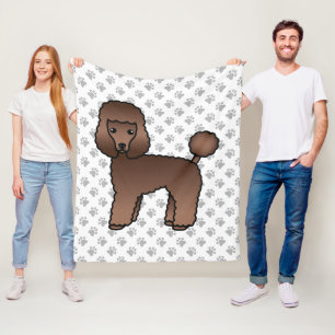 Brown Toy Poodle Cute Cartoon Dog Fleece Blanket