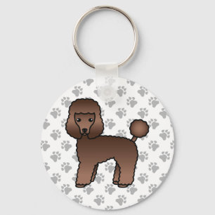 Brown Toy Poodle Cute Cartoon Dog Keychain