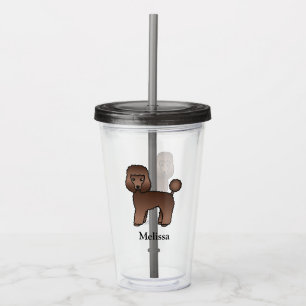 Brown Toy Poodle Cute Cartoon Dog & Name Acrylic Tumbler
