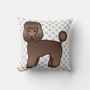 Brown Toy Poodle Cute Cartoon Dog Throw Pillow