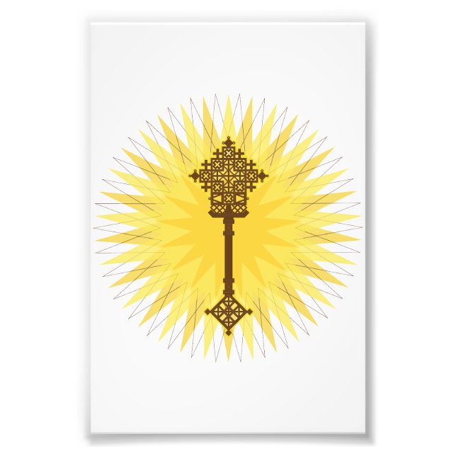 Brown Traditional Ethiopian Cross Design Photo Print (Front)