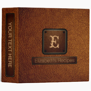 Brown (traditional) Leather Elegant Monogram Binder