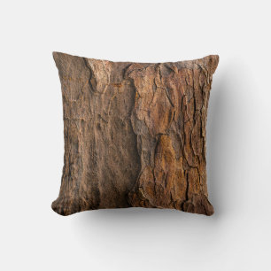 Brown tree bark in closeup photography throw pillow