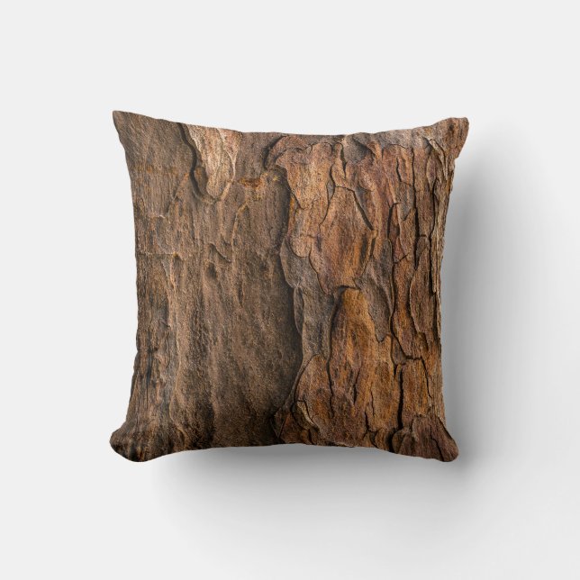 Brown tree bark in closeup photography throw pillow (Front)