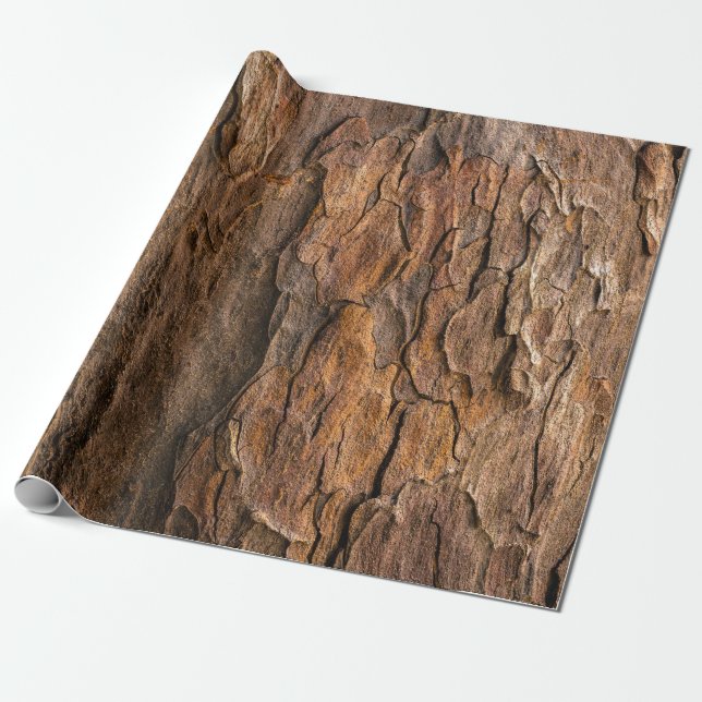 Brown tree bark in closeup photography wrapping paper (Unrolled)