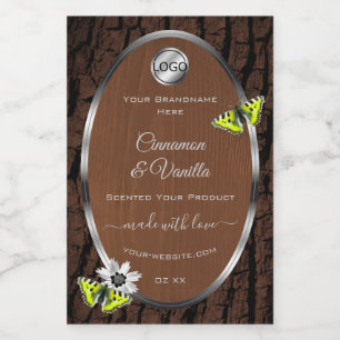 Brown Tree Bark Silver Frame Product Labels Logo