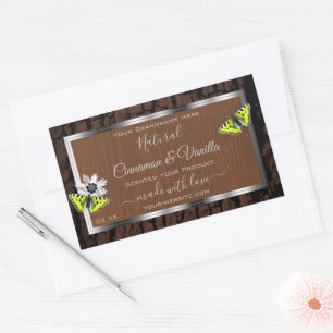 Brown Tree Bark with Silver Frame Product Labels