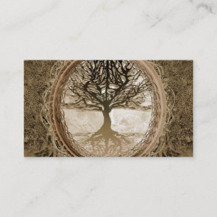Brown Tree of Life Pattern Business Card