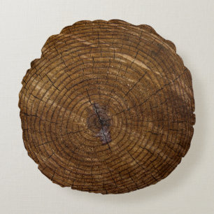 Brown tree trunk round pillow