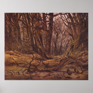 Brown Tree Trunks in an Autumnal Woodland Forest Poster