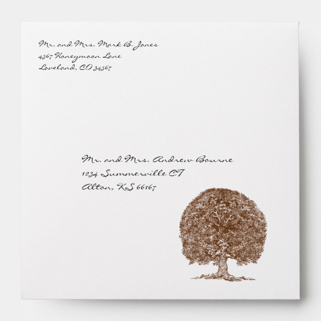 Brown Tree Wedding Envelopes (Front)
