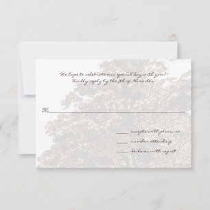 Brown Tree Wedding Monogram Response Card