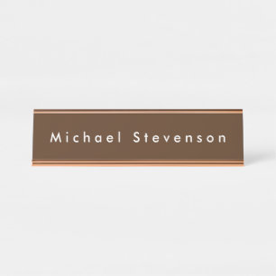 Brown Trendy Modern Professional Desk Name Plate