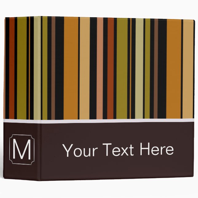 Brown Trendy Stripes Pattern Binder (Front/Spine)