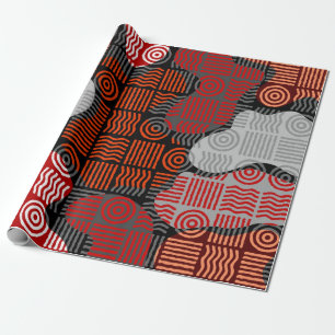 Brown tribal geometric background in block patchwo wrapping paper